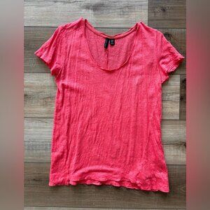 Cynthia Rowley Light Red Linen Short Sleeve Tee
